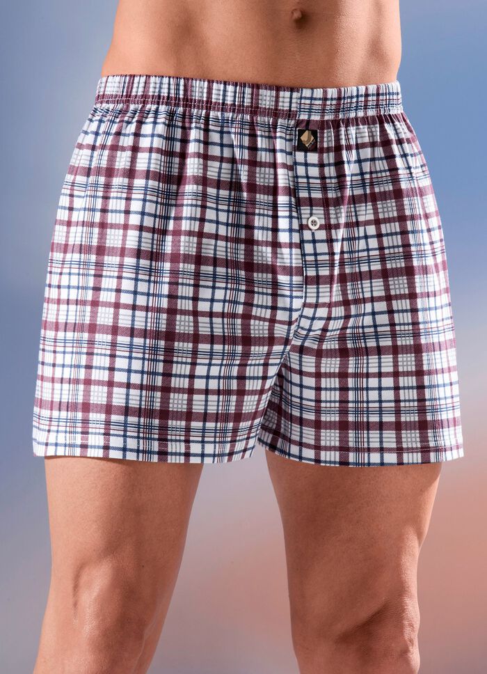 Vierpack boxershorts, geruit, met knoopsluiting 