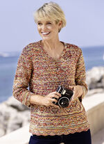 Trui gemaakt van gemêleerd garen ROOD-GEEL-MULTICOLOR