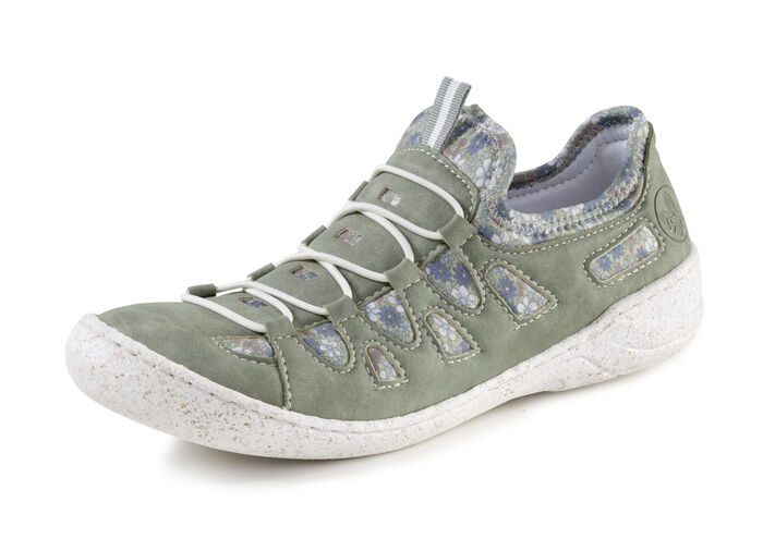 Rieker pantoffels gemaakt van zacht nubuck materiaal RIETGROEN-KLEURRIJK