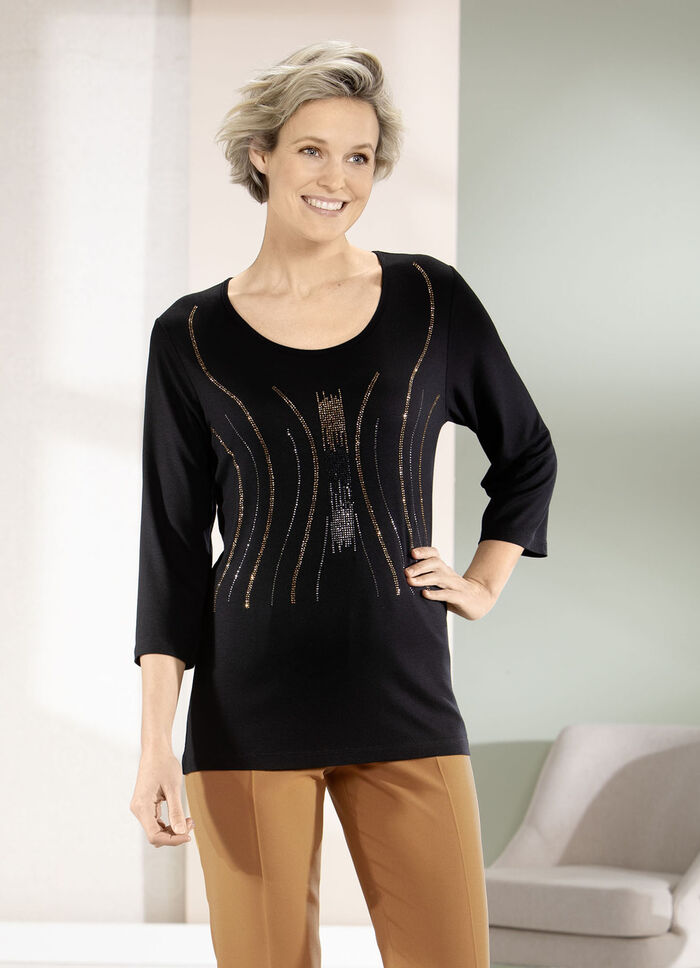 Shirt met contrasterende gekleurde decoratieve platen 