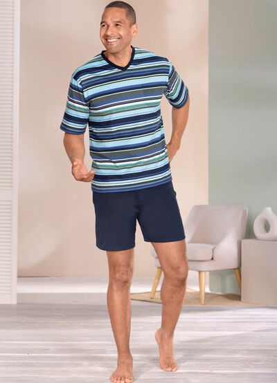 Shorty met V-hals en zijzakken 