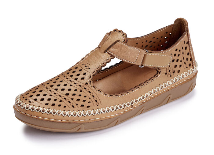 ELENA EDEN pantoffels van rundnappaleer COGNAC