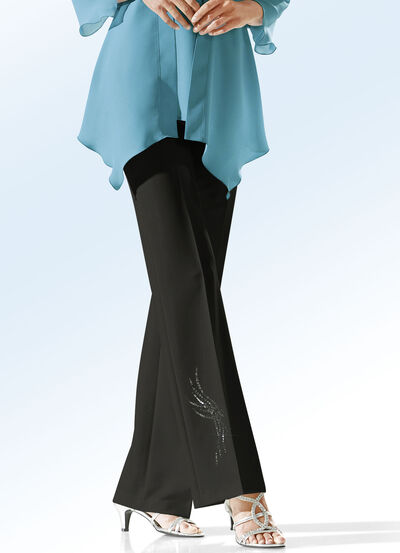 Broek met decoratief strasmotief 