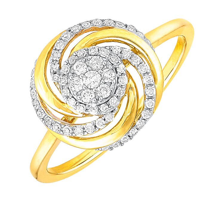 Interessante damesring met 7 briljant geslepen diamanten en 49 diamanten 