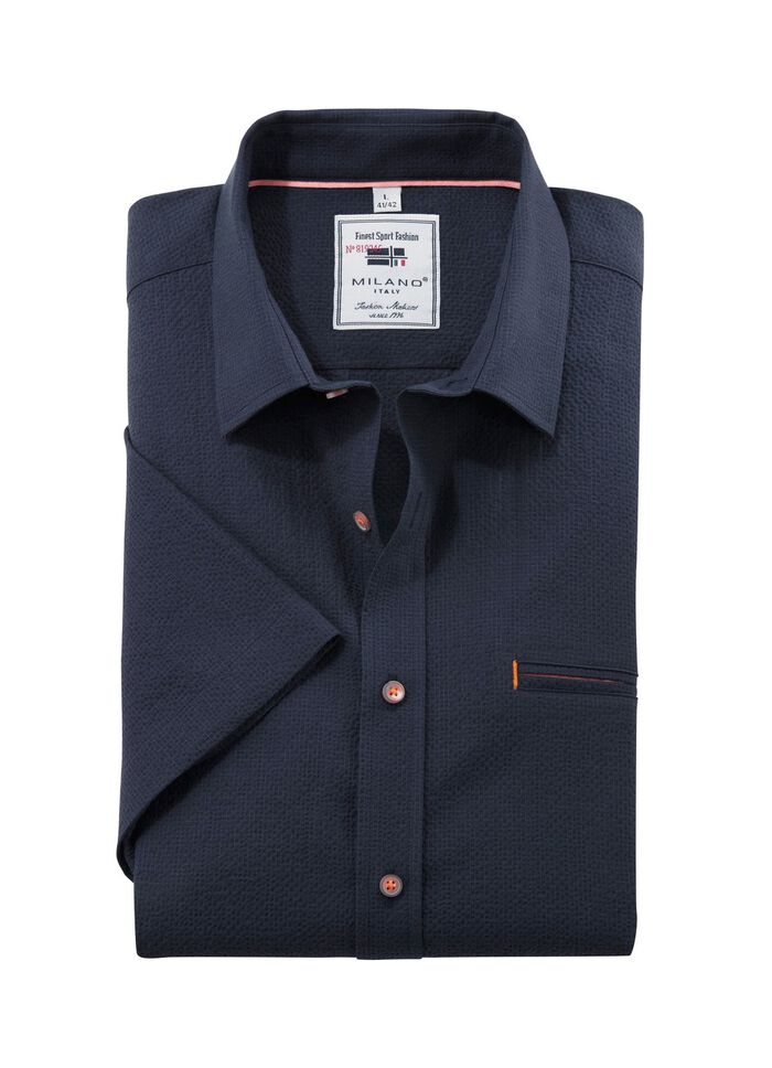 Seersucker shirt van "Milano Italy" in 3 kleuren MARINE
