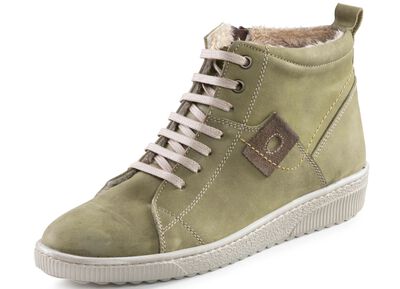 ELENA EDEN veterlaarsje van nubuckleer, met leren applicatie 