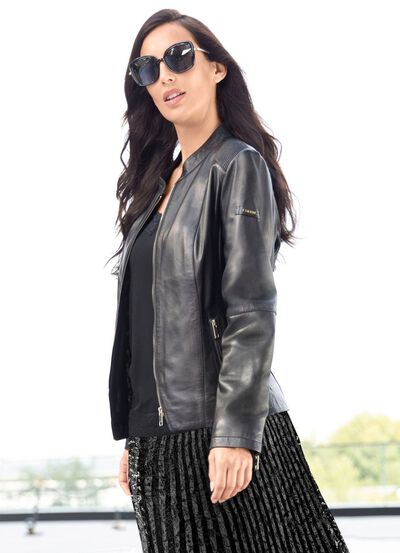 Kort leren jasje van &ldquo;Cabrini&rdquo; 