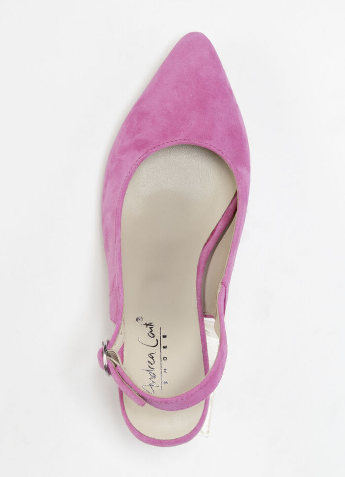 Andrea Conti slingpumps gemaakt van zacht fluweel chevreauleer PINK