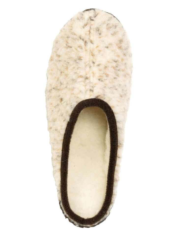 Pantoffel van gespikkeld wolpluche BEIGE-BRAUN
