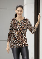 Shirt met trendy dierenbontdesign BEIGE-ZWART-ECRU