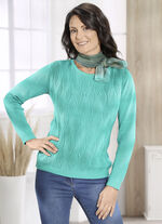 Trui met rekbaar kabelpatroon JADE GROEN