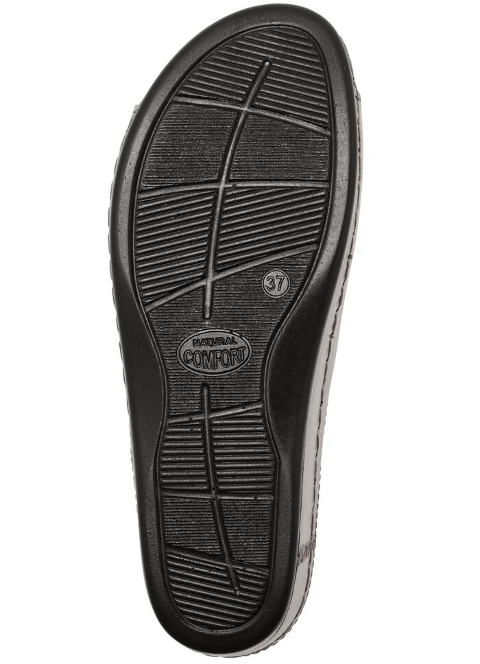 Comfortabele damesmuiltjes, breedte G, met leren bloem ANTIEK BRONS