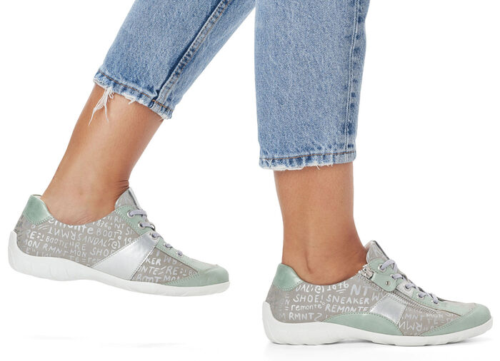 Remonte sneakers met bedrukte rand MINT-ZILVERGRIJS