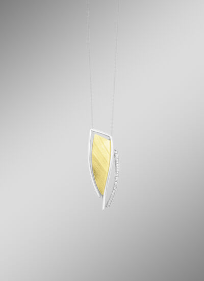 Moderne hanger in tweekleurig met zirkonia 