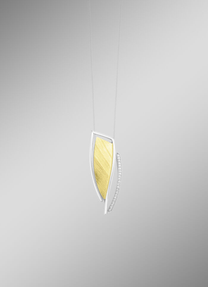 Moderne hanger in tweekleurig met zirkonia 