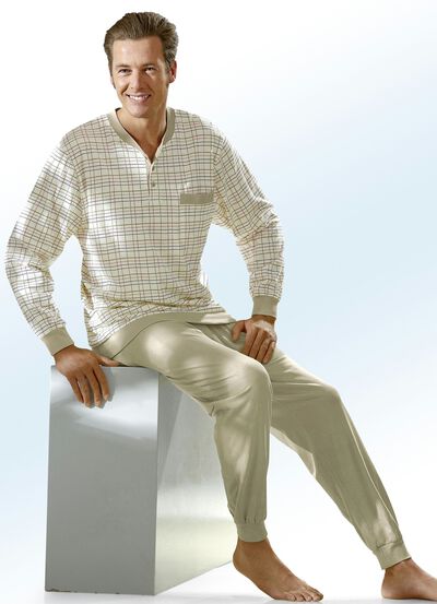 Pyjama met knoopsluiting en manchetten 