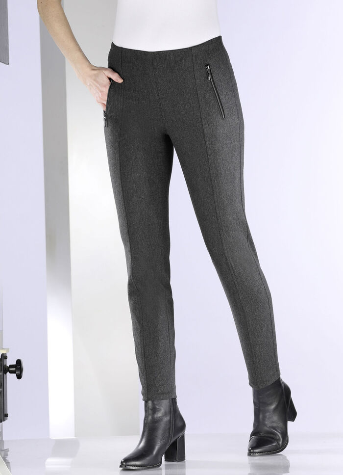 Broek met zakken met ritssluiting ANTHRAZIT MELIERT