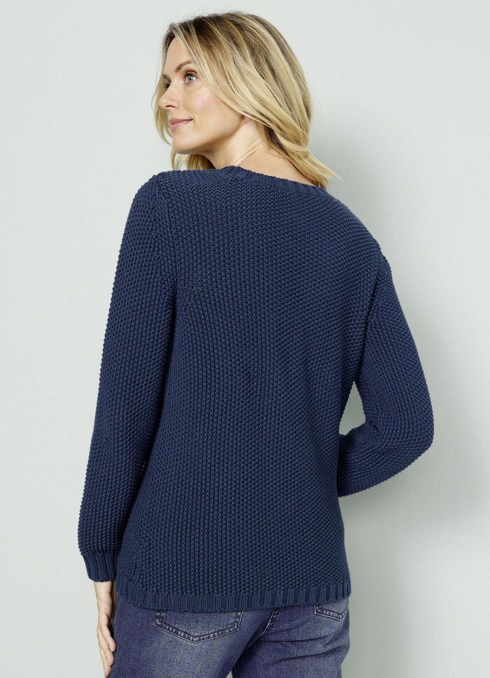 Grofgebreide trui met sjaal 