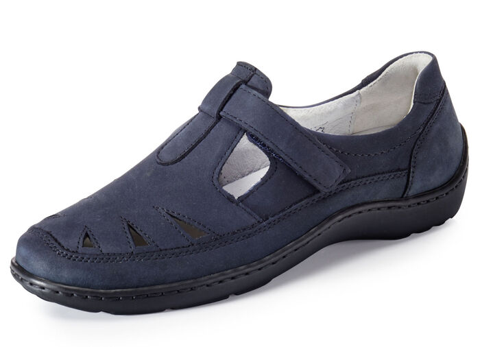 Waldläufer pantoffels met leren massagevoetbed MARINE