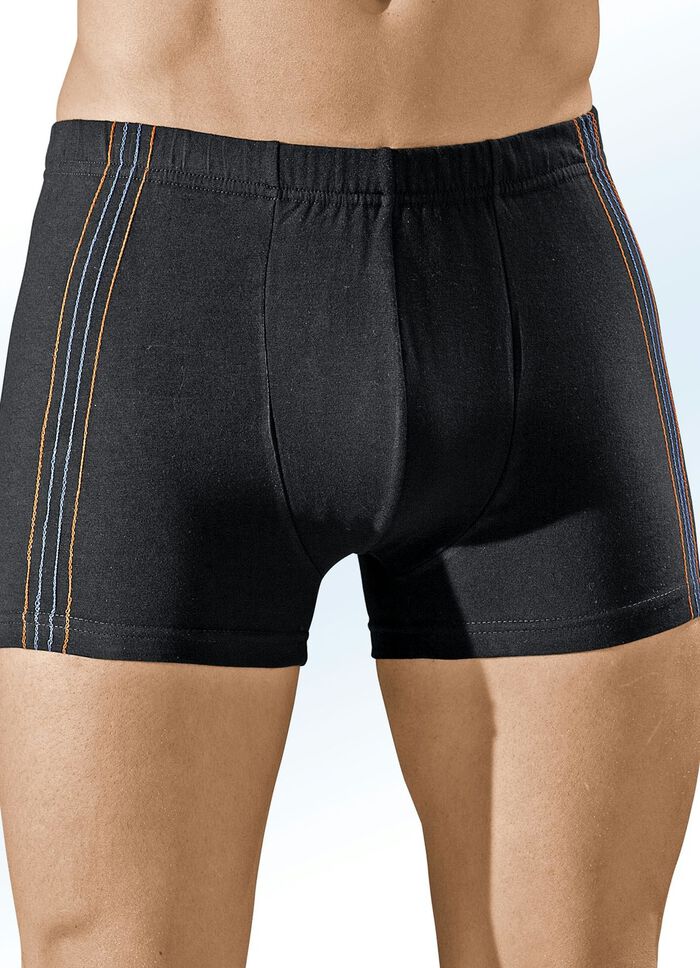 Set van vier boxershorts, effen met contrasterende strepen aan de zijkanten 