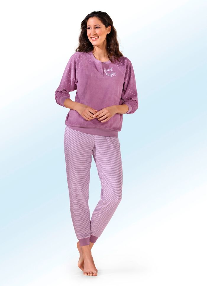 Pyjama van stretchbadstof met knoopsluiting 