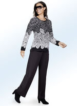 Broek in trendy palazzo-vorm ZWART