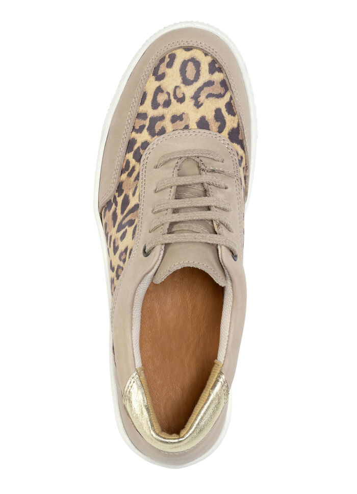 ELENA EDEN veterschoenen met cognackleurige leoprint CAMEL-GOLD