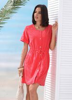 Jurk van badstof met doorlopende knoopsluiting KORAAL