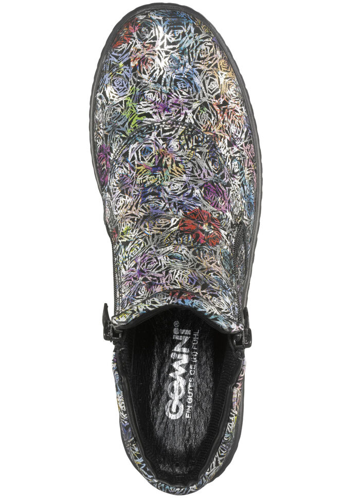 Gemini enkellaarsjes van rundnappaleer ZWART-MEERKLEURIG