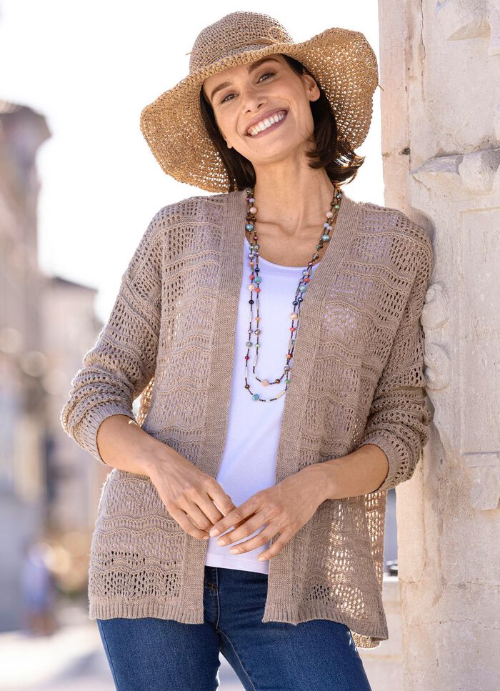 Vest in fijn netbreisel TAUPE