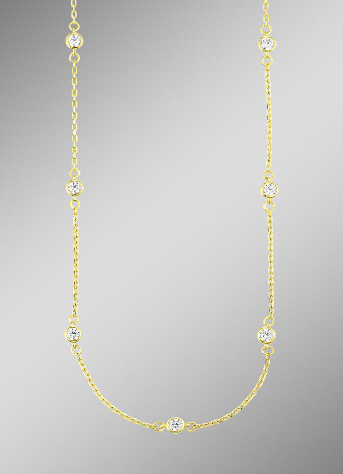 Chique ankerketting van 585/- fijn goud met synth. zirkonia 