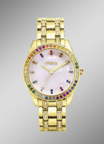 Pools quartz dameshorloge met metalen bandkast 