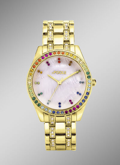 Pools quartz dameshorloge met metalen bandkast  Pools quartz dameshorloge met metalen bandkast