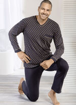 V-hals pyjama met open manchetten 