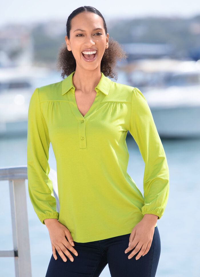 Poloshirt met korte knoopsluiting in 2 kleuren 