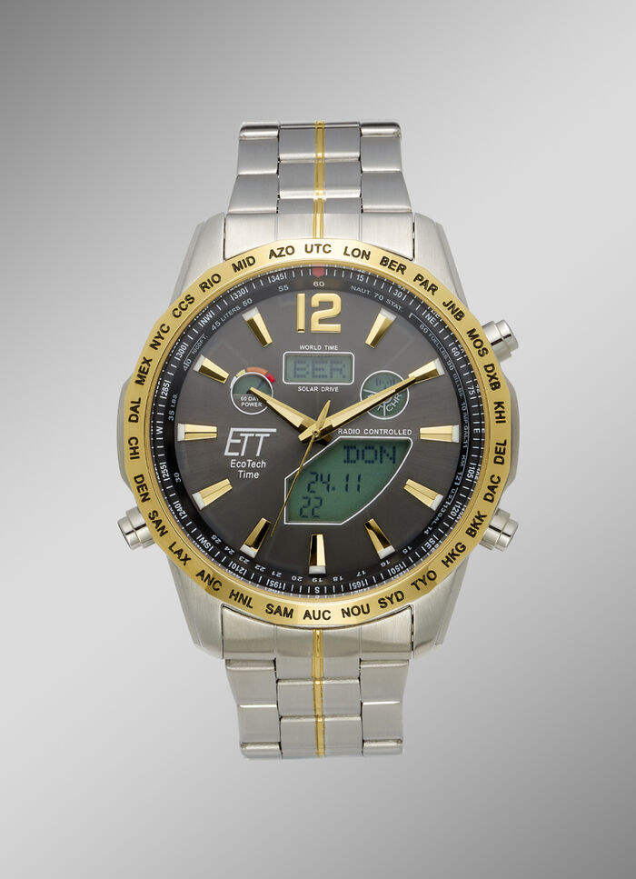 Radiogestuurd herenhorloge op zonne-energie met roestvrijstalen bandkast 