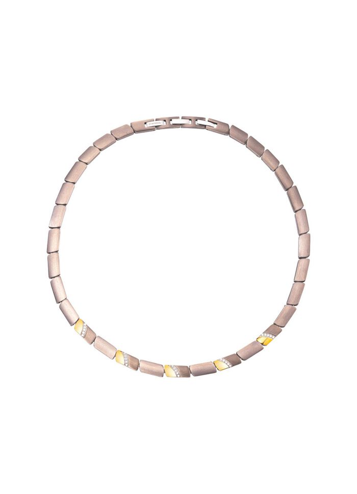 Tweekleurige ketting met synthetische zirkonia 