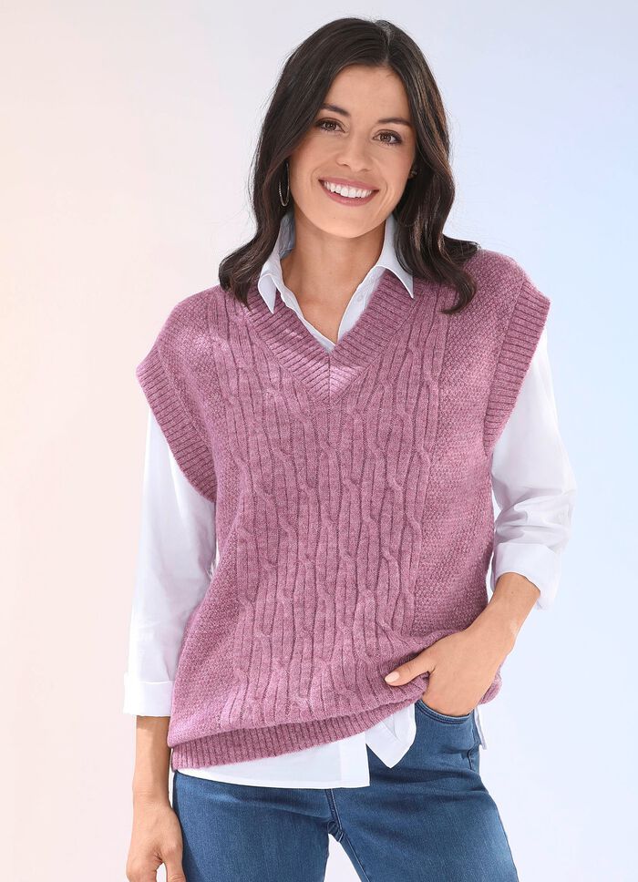 Sweatervest van zeer pluizig materiaal PALISSANDER GEVLEKT