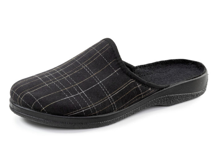Slippers gemaakt van geruit textiel SCHWARZ-BRAUN