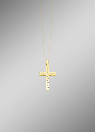 Dubbelzijdige kruishanger met synthetische zirkonia 