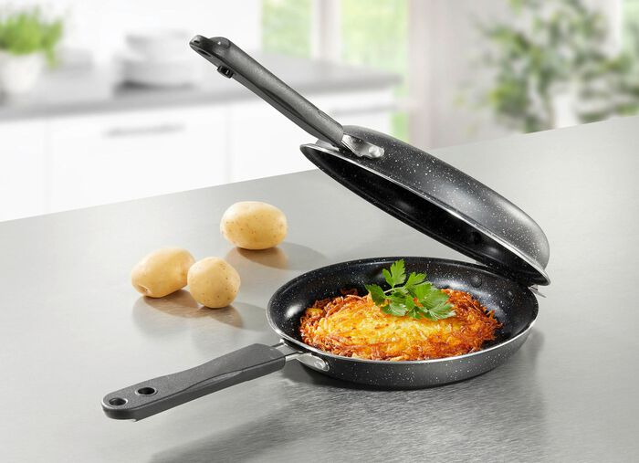 Dubbele pan met antiaanbaklaag - perfect voor hash browns, pannenkoeken en omeletten 