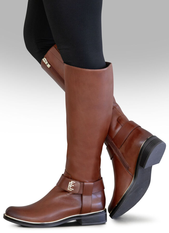 ELENA EDEN, trendy dameslaarzen, winterschoenen, breedte G, met rits COGNAC