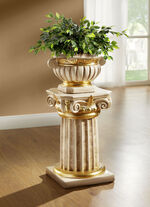 Zuil met plantenbak en echte bladgoudcoating BEIGE-GOLD
