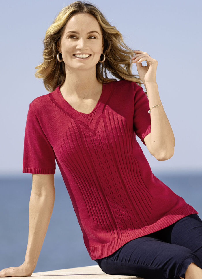 Trui met rekbare structuur ROOD