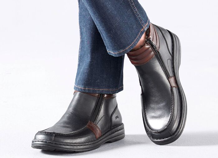 GINO GALANTE, gevoerde herenlaarzen, winterschoenen, met uitneembaar voetbed ZWART-BOURGOND