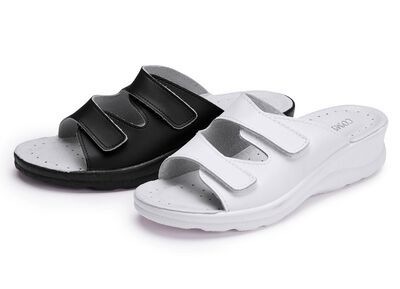 Tweepack klassieke damesmuiltjes, breedte H, met klittenbandsluiting 