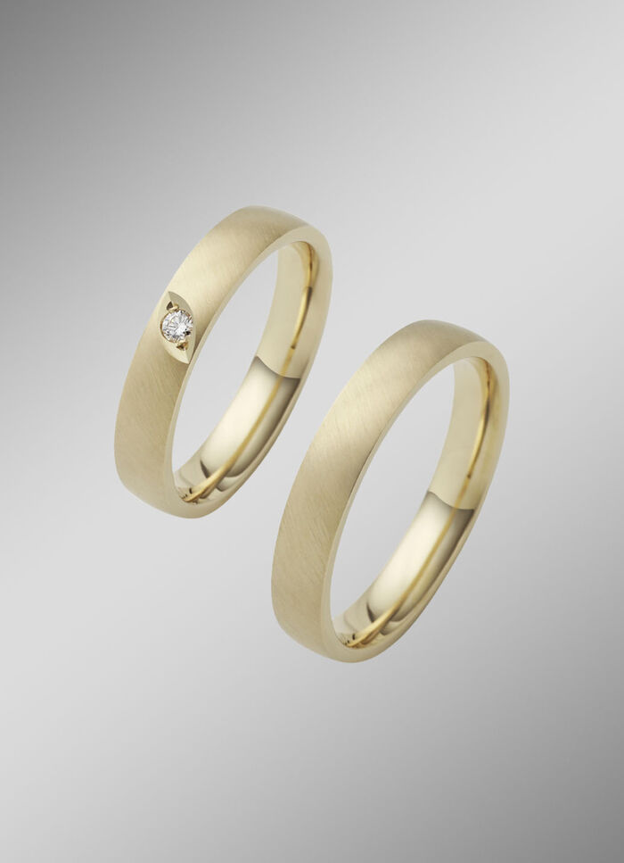 Gesatineerde gouden trouwring 