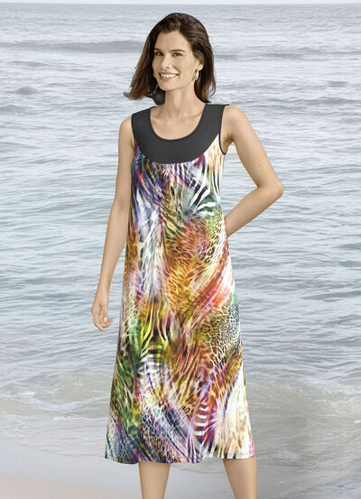 Klaus Models jurk met briljant printdesign, mouwloos 