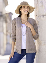 Vest in fijn netbreisel TAUPE