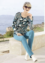 Shirt met all-over print PETROL-ZWART-ECRU